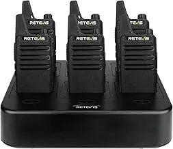 Retevis Walkie Talkies RT22 - Radios bidireccionales recargables manos libres, radio bidireccional (paquete de 6) con cargador multibanda de 6 vías