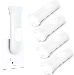 ROSSEX Luces de emergencia 4 en 1 para fallas de energía en el hogar, 4 piezas de linterna LED recargable que se enchufa en la pared, linterna de luz nocturna de encendido automático para artículos de