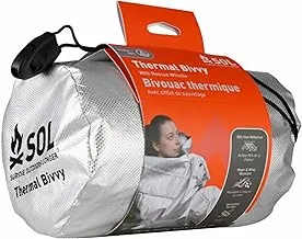 S.O.L. Survive Outdoors Longer SOL Thermal Bivvy con silbato de rescate - Refleja hasta un 80% del calor corporal - Manta de emergencia impermeable para equipo de supervivencia - Plata