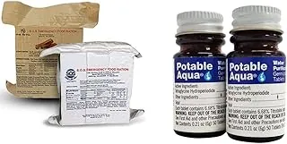 S.O.S. Rations - Barra de alimentos de emergencia de 3600 calorías (paquete de 2) + tabletas de purificación de agua potable (100 unidades)