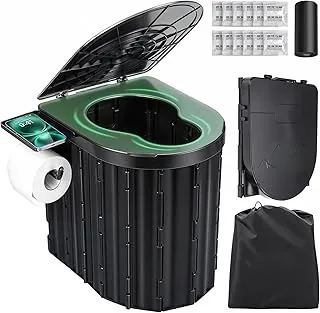 Sckee Inodoro de campamento, inodoro portátil para adultos, inodoro plegable portátil de viaje con tapa y soporte para papel, orinal compacto para automóvil, inodoro de campamento portátil para