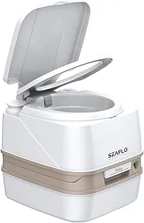 SEAFLO Inodoro de viaje portátil de alta calidad de 12 litros, tanque de residuos de 3.2 galones, tanque de agua dulce de 2.6 galones, descarga manual, viajes de campamento, RV, inodoro compacto de emergencia al aire libre, SFPT-12-03, garantía de 4 años