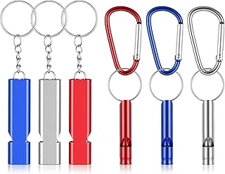 Silbato de emergencia con llavero, 6 silbatos de aluminio extra fuertes de supervivencia, silbatos de seguridad para camping, senderismo, caza, barco, entrenamiento, deportes al aire libre
