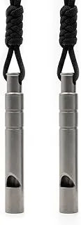 Silbato de emergencia de titanio, 2 silbatos de seguridad de supervivencia, silbato de señal fuerte de 120 dB con cordón y llavero para senderismo, camping, entrenamiento, perro, equipo de