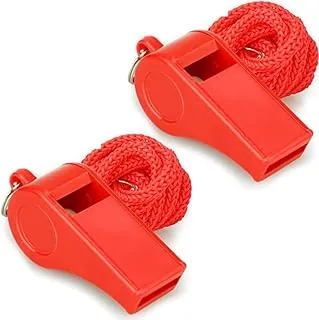 Silbato, silbato rojo de emergencia con cordón, 2 silbatos de plástico súper ruidosos perfectos para autodefensa, salvavidas y emergencias