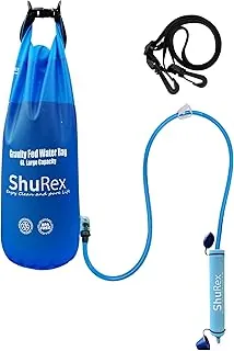 Sistema de filtración de agua alimentada por gravedad con correa ajustable para árboles, bolsa de gravedad grande de 1.5 galones con popote de filtro, purificador de agua de supervivencia para