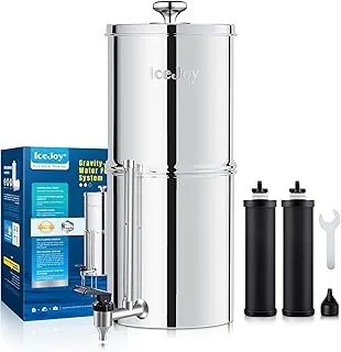 Sistema de Filtración de Agua por Gravedad IceJoy 2.25 Galones - Sistema de Encimera de Acero Inoxidable 304, Reducción de Cloro, Certificación NSF/ANSI 42