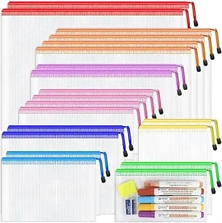 Smarpau 20 bolsas de malla con cremallera, 8 tamaños de bolsas de plástico con cremallera para organizar, 8 colores, bolsas de plástico impermeables para documentos para almacenamiento de juegos de