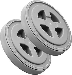 Smart Seal - Tapa de repuesto para cubetas de 3.5, 5, 6 y 7 galones, color plateado, paquete de 2 unidades, color plateado, tapa de cubo de fácil rosca para cubos de 3.5, 5, 6 y 7 galones, grado