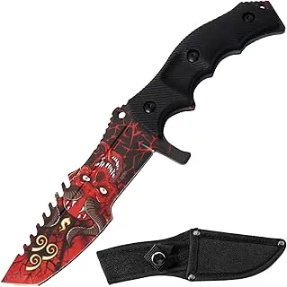 Snake Eye Tactical Cuchillo de hoja fija de 8.5 pulgadas para caza, camping, senderismo con funda de nylon (Rojo-15)