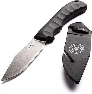 SOG Cuchillo de hoja fija con funda - Cuchillo de supervivencia de campo Ace, herramienta de caza y campamento con hoja de espiga completa de 3.8 pulgadas