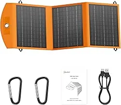 SOLUPUP Paneles Solares 30W Portátiles Plegables Cargador Solar con USB-A 5V y USB-C de Carga Rápida Compatible con iPhone, iPad, Samsung, Power Banks, IPX5 Resistente al Agua Perfecto para Acampar
