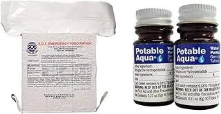 SOS Food Labs - Barras de alimentos de emergencia de 3600 calorías (paquete de 3) + tabletas de purificación de agua potable (100 unidades)