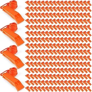 Sotiff Silbato de seguridad de emergencia con cordón, silbato de plástico naranja a granel para camping, senderismo, caza, navegación, supervivencia, rescate, señalización