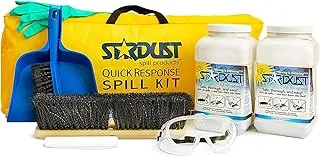STARDUST Spill Products D710 - Kits completos de respuesta rápida para derrames para vehículos con lona resistente, (2) dispensadores de 5 cuartos de galón, kit de EPP, cabeza de escoba, mango de escoba, bandeja para polvo, (10) bolsas de eliminación