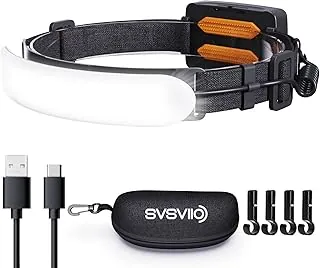 svsviio Linterna de cabeza recargable PRO+, 7500mAh 1500 lúmenes, haz LED súper brillante de 230°, luces de cabeza para la frente, 3 modos, linterna de cabeza IPX6 para adultos, camping/mecánico/casco