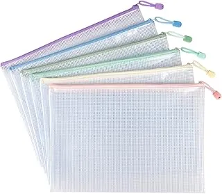 Tamaki Paquete de 6 Bolsas de Malla con Cremallera Impermeables Bolsas con Cremallera Duraderas para Organización, Bolsa para Tableros de Juegos, Almacenamiento de Documentos Tamaño Carta/A4