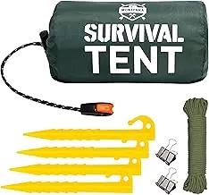 Tienda de emergencia, refugio de supervivencia para 2 personas, termylar, impermeable, equipo y equipo de campamento al aire libre, kits de supervivencia, lona compacta Bivvy, incluye paracord y accesorios.