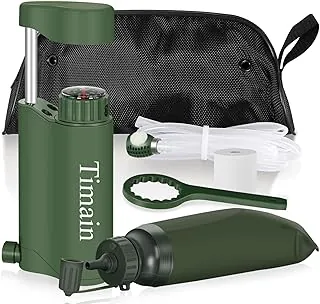 Timain Bomba de filtro de agua portátil para exteriores, sistemas de filtración de agua, perfecta para viajes, camping, senderismo, pesca, caza, preparación para emergencias