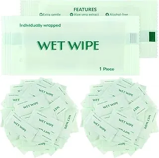 Timgle Paquete de 300 toallitas húmedas envueltas individualmente a granel, tamaño de viaje, sin perfume, servilletas húmedas para limpiar las manos rápidamente para viajes, sin hogar, restaurante, barbacoa, boda (verde)