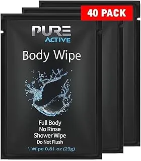 Toallitas corporales de ducha, 40 toallitas corporales de higiene personal envueltas individualmente para mujeres y hombres, mantenlas limpias después del gimnasio, viajes, camping, deportes al aire