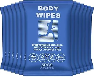 Toallitas corporales para mujeres y hombres envueltas individualmente para cara y cuerpo, toallitas de baño para adultos sin enjuague, toallitas de limpieza personal de viaje, desodorante a granel para toallitas de ducha sin hogar (5 toallitas/paquete, paquete de 40 unidades)