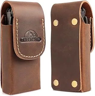 Topstache Funda multiherramienta de cuero - Funda multiherramienta para cinturón - Bolsa multiherramienta con lazo para cinturón - Funda para herramientas de cierre magnético,