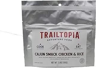 Trailtopia Cajun Smack Chicken & Rice - Cena de senderismo liofilizada | Sabor delicioso | Preparación rápida y fácil | Ligero | Perfecto para acampar y mochilero | Comidas de alta energía para