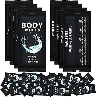Treela 300 toallitas de cuerpo grande, desodorante a granel, tamaño de viaje, suministros de paquete de cuidado de personas sin hogar, envueltos individualmente, para adultos, para baño, sin enjuague