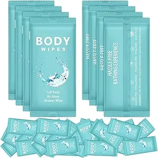 Treela 300 toallitas de cuerpo grande, desodorante a granel, tamaño de viaje, suministros de paquete de cuidado de personas sin hogar, envueltos individualmente, para adultos, para baño, sin enjuague, toallitas húmedas para hombres y mujeres (7.09 x 9.84 pulgadas, azul)