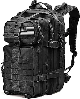 Tru Salute - Mochila táctica militar de 45L, paquete grande de 3 días de asalto del ejército, mochila Molle para evacuación, mochila de equipo táctico, Negro, Grande