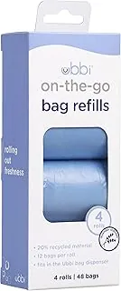 Ubbi Bolsas de repuesto para llevar, bolsas de desechos para desechar pañales, aroma a lavanda, artículos esenciales para pañales para llevar, paquete de 4
