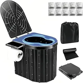 UOPBYEA Inodoro portátil para acampar para adultos con gel de orina y bolsas a prueba de fugas y asiento más ancho, lavable portátil para camping, tienda de campaña, al aire libre, viajes, caravana, automóvil, playa, conductor de camión, barco