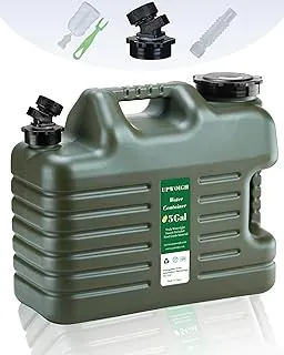 UPWOIGH Jarra de agua de 5 galones, contenedor de agua para acampar, almacenamiento de agua realmente sin fugas con grifo, gran tanque de agua verde militar, equipo portátil sin BPA para actividades