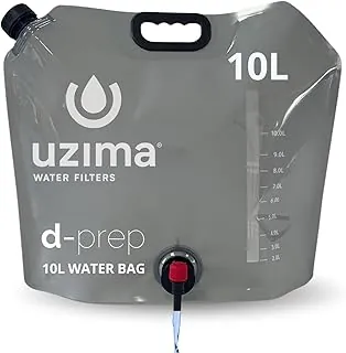 Uzima D-Prep Bolsa de agua de emergencia – Almacenamiento de agua plegable de 10 litros para camping, senderismo, supervivencia y desastres – Contenedor portátil de almacenamiento de agua