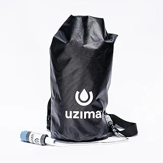 Uzima UZ-BP Sistema de filtro de agua por gravedad de 17.5 L - Sistema de filtración de agua certificado por la OMS - Equipo de supervivencia para bolsa de salida de insectos - Colección todo en uno, almacenamiento, filtración y transporte manos libres