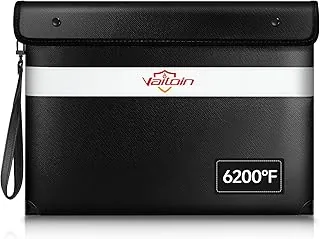 Vailoin Bolsa de documentos ignífuga con cremallera impermeable, bolsa de dinero aislada a prueba de agua de fuego de 6200 °F, sobres ignífugos para efectivo, bolsa a prueba de fuego para documentos