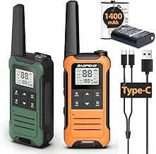 Walkie Talkies de largo alcance para adultos, Walkie Talkie recargable Baofeng F22 FRS Radio Waki Taki Familia Walkie-Talkie con batería de 1400 mAh cargador USB linterna LED VOX para acampar caza (paquete de 2)
