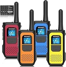 Walkie Talkies, NXGKET - Paquete de 4 radios bidireccionales de largo alcance NOAA con batería recargable de iones de litio cable USB-C para adultos, camping, senderismo