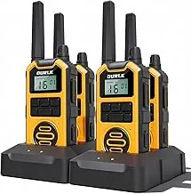 Walkie Talkies para adultos de largo alcance – Paquete de 4 radios bidireccionales FRS recargables de alta resistencia con alerta meteorológica NOAA, 2500 mAh, 22 canales 121 CTCSS, PTT dual y carga dual (tipo C/Dock)