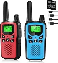 Walkie Talkies recargables de largo alcance para adultos, Walky Talky VOX con 22 canales FRS, 99 códigos de privacidad de radio bidireccional, batería de iones de litio de 1200 mAh, para campamento