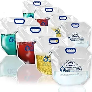 WaterStorageCube Bolsa Contenedor de Agua Plegable Premium, sin BPA, de Plástico Transparente de Grado Alimenticio, Jarra de Almacenamiento para Camping, Senderismo, Mochila de Emergencia, Botella de
