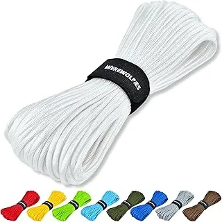 WEREWOLVES Cuerda de paracord, cuerda de paracaídas tipo III de 7 hebras de 4mm, 100 pies / 200 pies para manualidades, proyectos DIY, pulseras de supervivencia (blanco, 100 pies)
