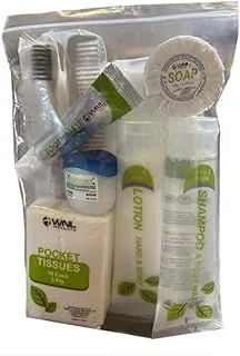 WNL Products 1400SUB-50PACK Kit de confort de lujo para adultos en bolsa transparente, suministros esenciales de higiene personal y artículos de aseo personal, paquete de 50